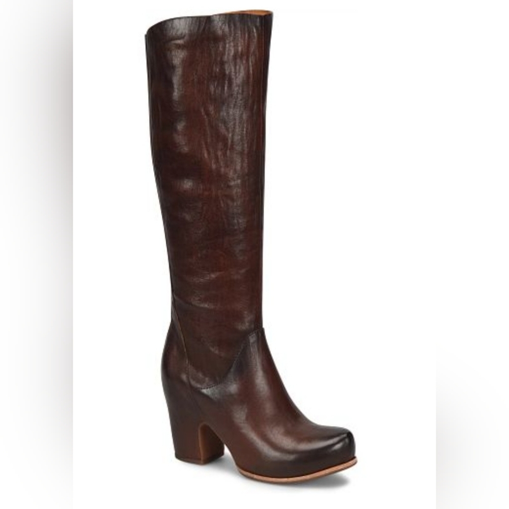 Kork-Ease Brown Leather Knee-High Heeled Boots
